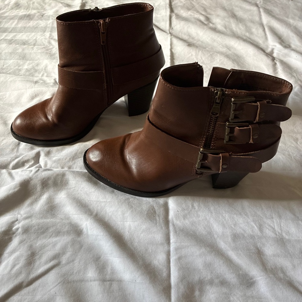 Charlotte Russe Brown Ankle Boots with Buckle Detail